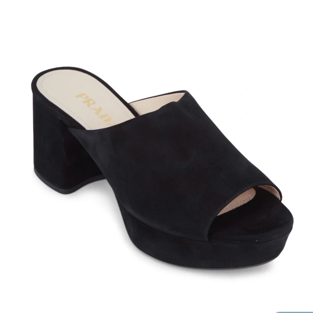 Prada Suede Platform Mules